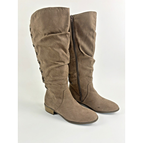 SO Knee-High Boots Womens Othonna Faux Suede Knitted Backing Size 9 - Picture 1 of 12